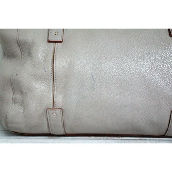 LRG kate spade GRAY GENUINE LEATHER RED TRIM ZIP TOP TOTE SHOULDER BAG HANDBAG - Picture 3 of 11